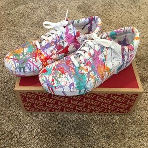 Custom painted Old Skool Platform, True White Vans